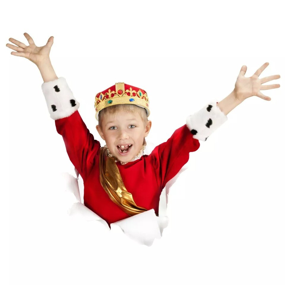 4-Pack King and Queen Crown Set Jeweled Halloween Costume Accessory, Party Hat