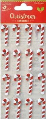 Little Birdie Christmas Glitter Sticker Embellishment 16/Pkg-Candy Cane