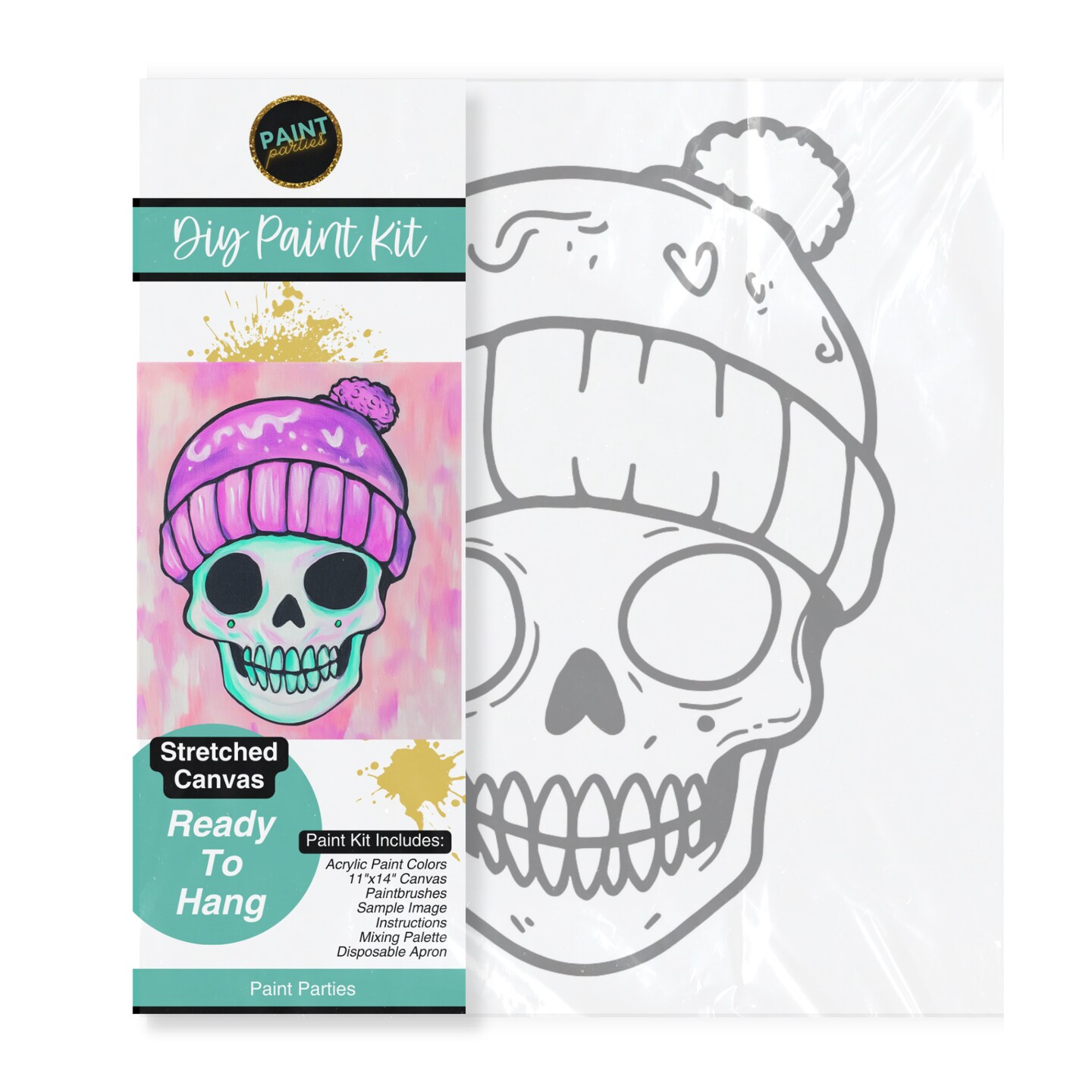&#x22;Skully&#x22; Summerween DIY Canvas Art Kit, Adult Beginner, Acrylic Paint Size 11x14 inch