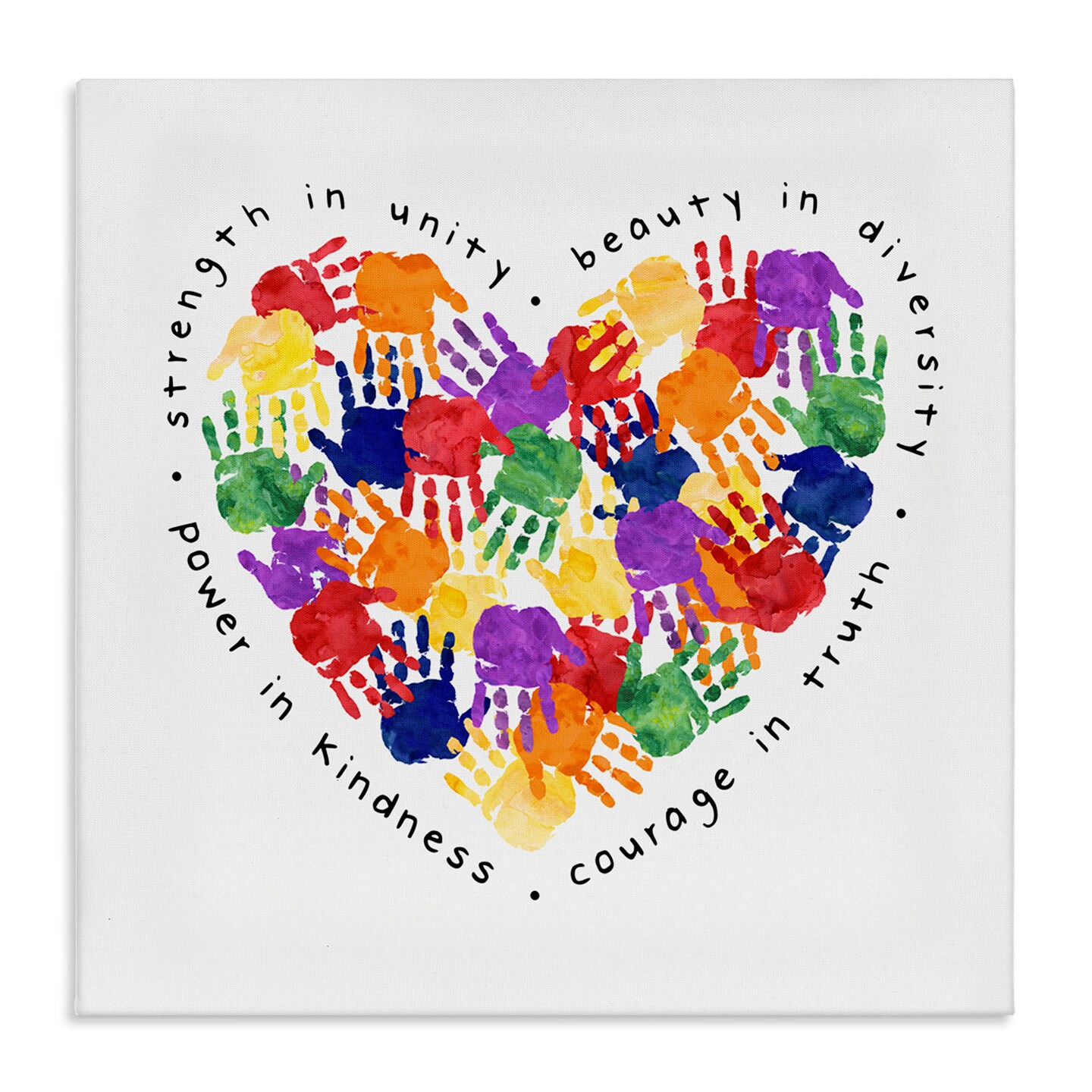 Stupell Industries Strength In Unity Handprint Heart Canvas Wall Art