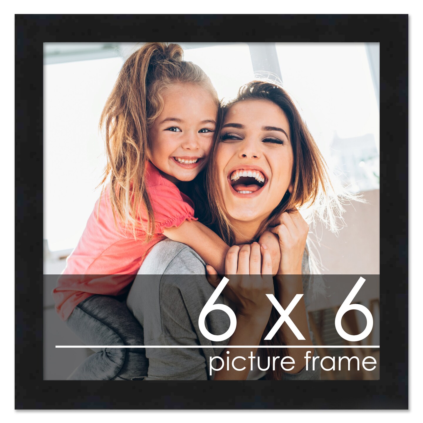 6x6 Solid Wood Picture Frame with UV-Resistant Acrylic &#x26; Acid-Free Backing, Available in 6 Finishes: Matte Black, Matte White, Metallic Bronze, Silver, Natural Wood Grain &#x26; Mahogany