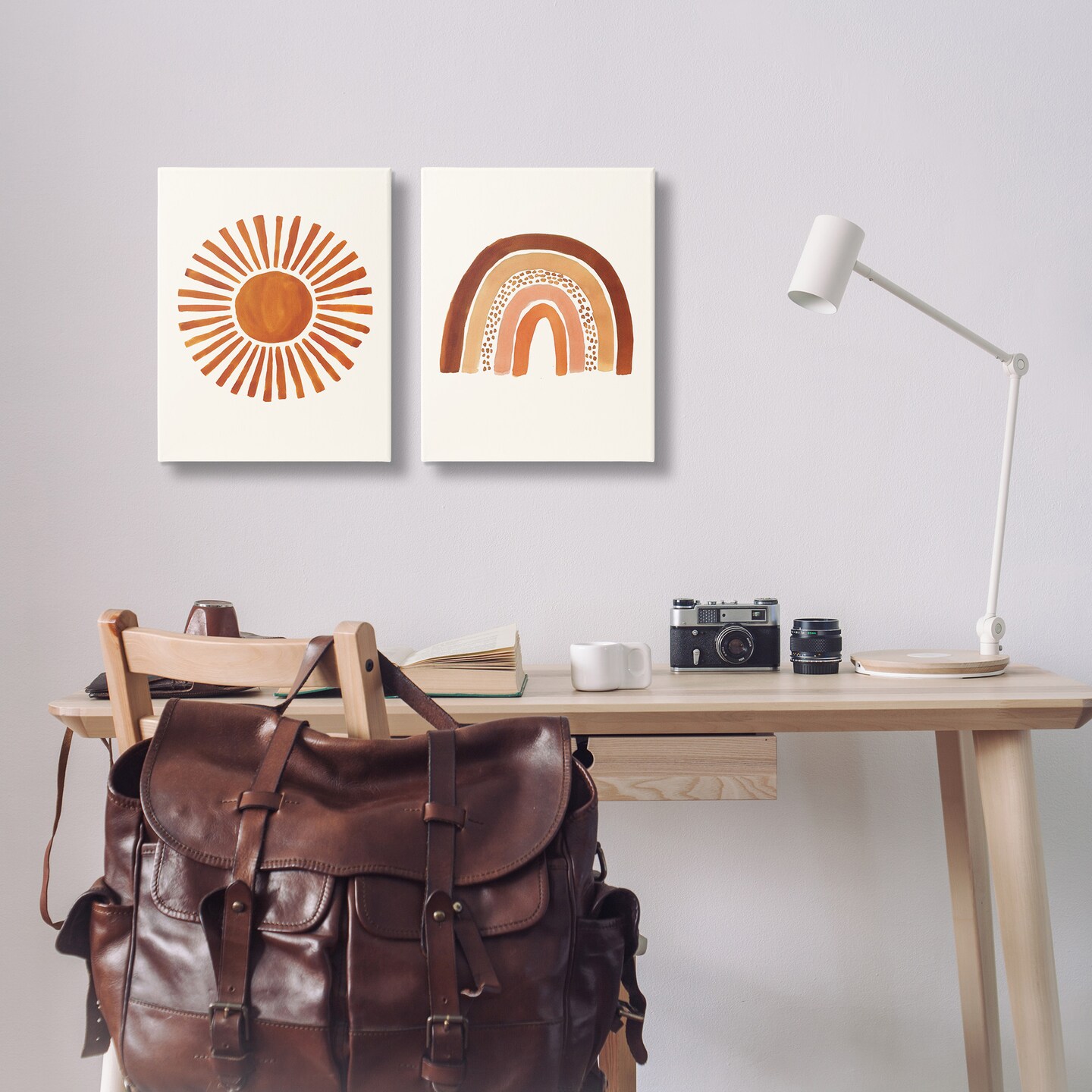 Stupell Industries Orange Sun Patterned Rainbow Boho Canvas Wall Art