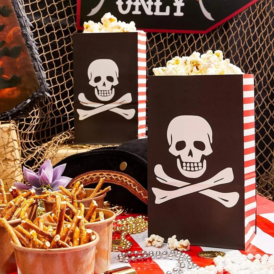 36 Pack Halloween Gift Bags, Trick or Treat Pirate Party Paper Candy Goodies Bag