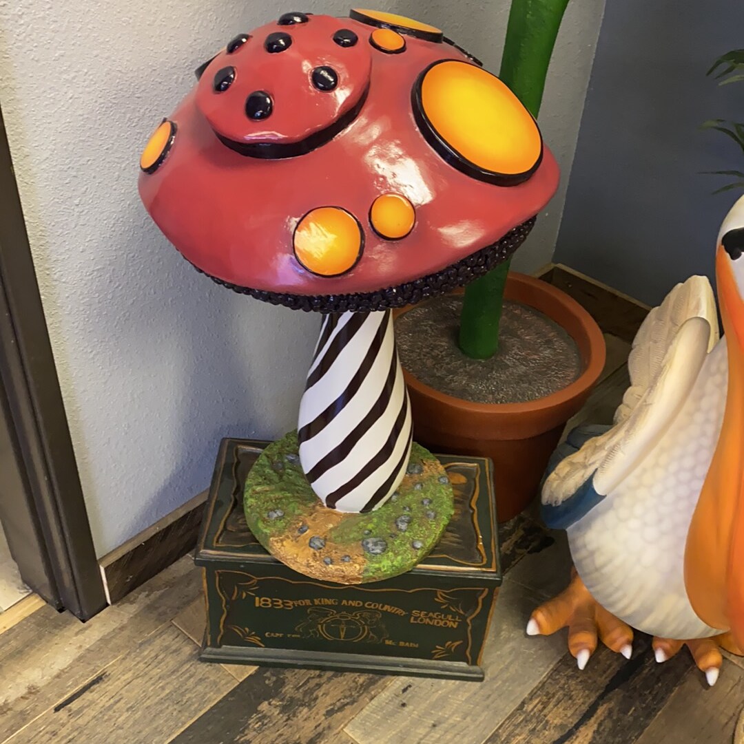 Small Striped Mushroom Over Sized Statue