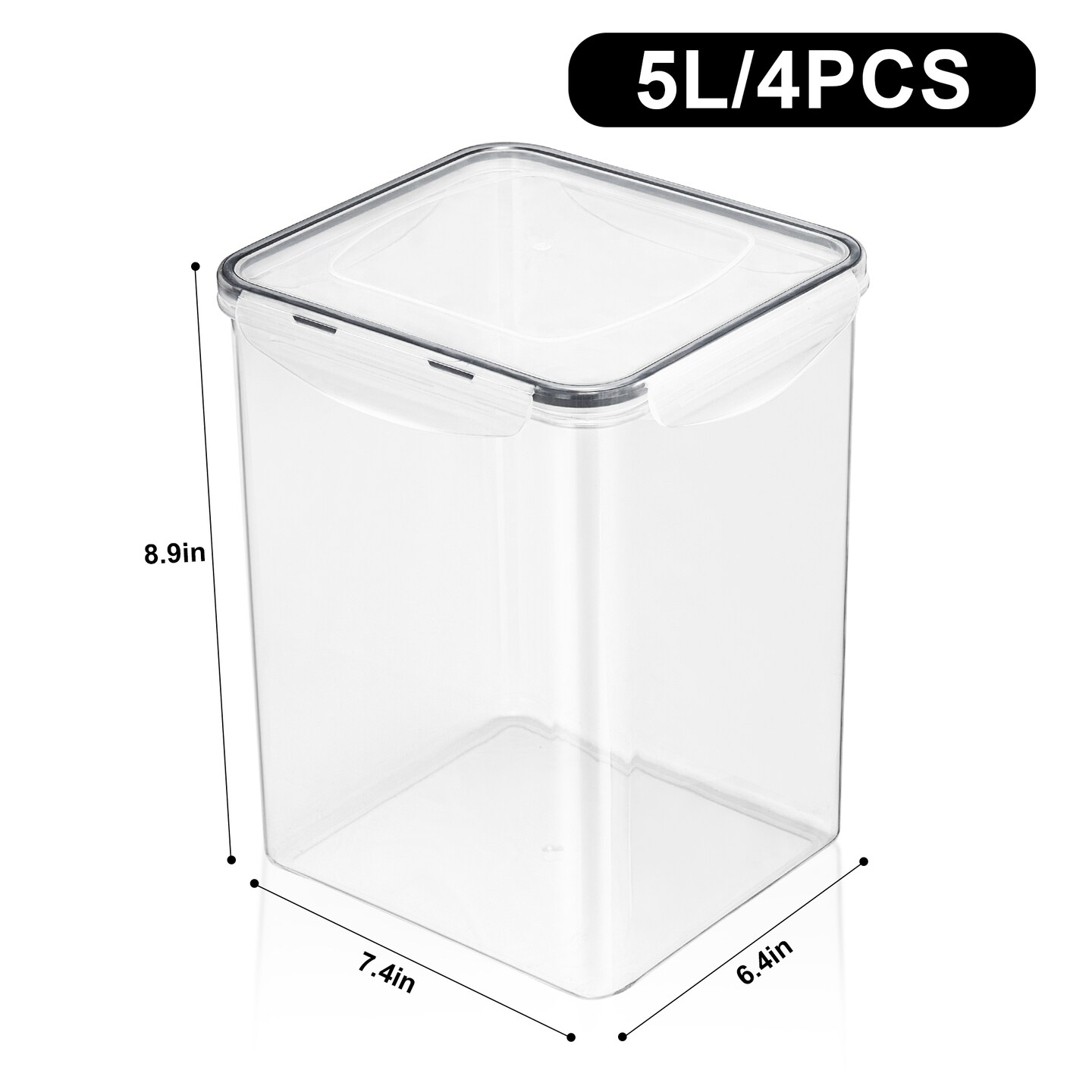 Sorbus 4 Pack Airtight (5qt/170oz) Dry Food Storage Containers with Lids, Labels and Marker - BPA Free Pantry Organization