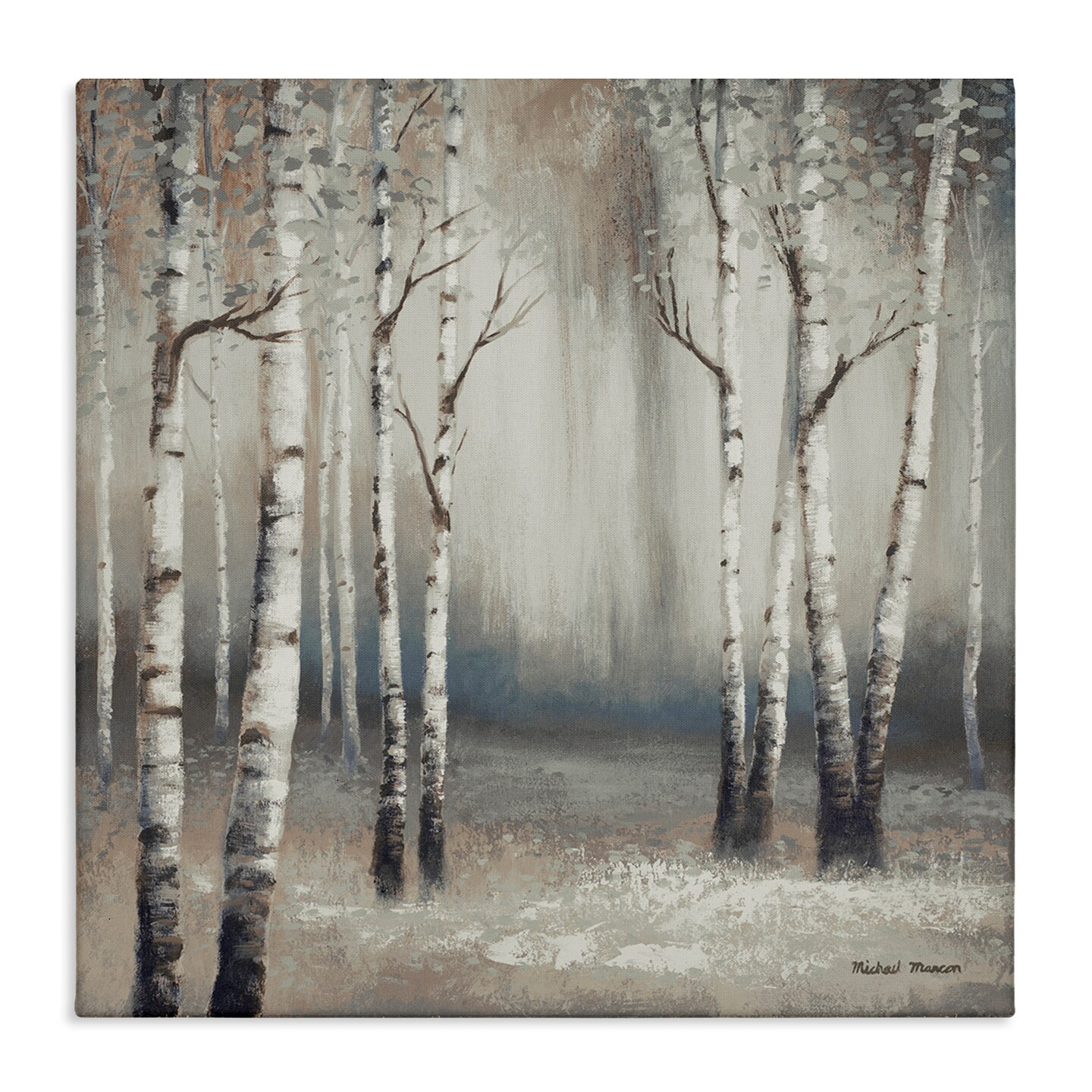Stupell Industries Misty Birch Tree Forest Canvas Wall Art