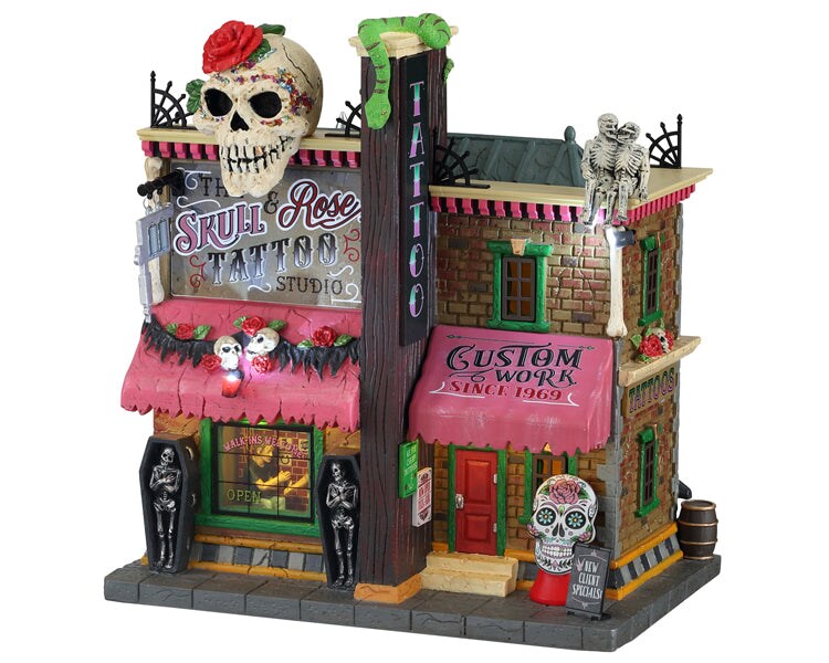 LEMAX The Skull and Rose Tattoo Studio, Battery Operated (4.5V) #15751