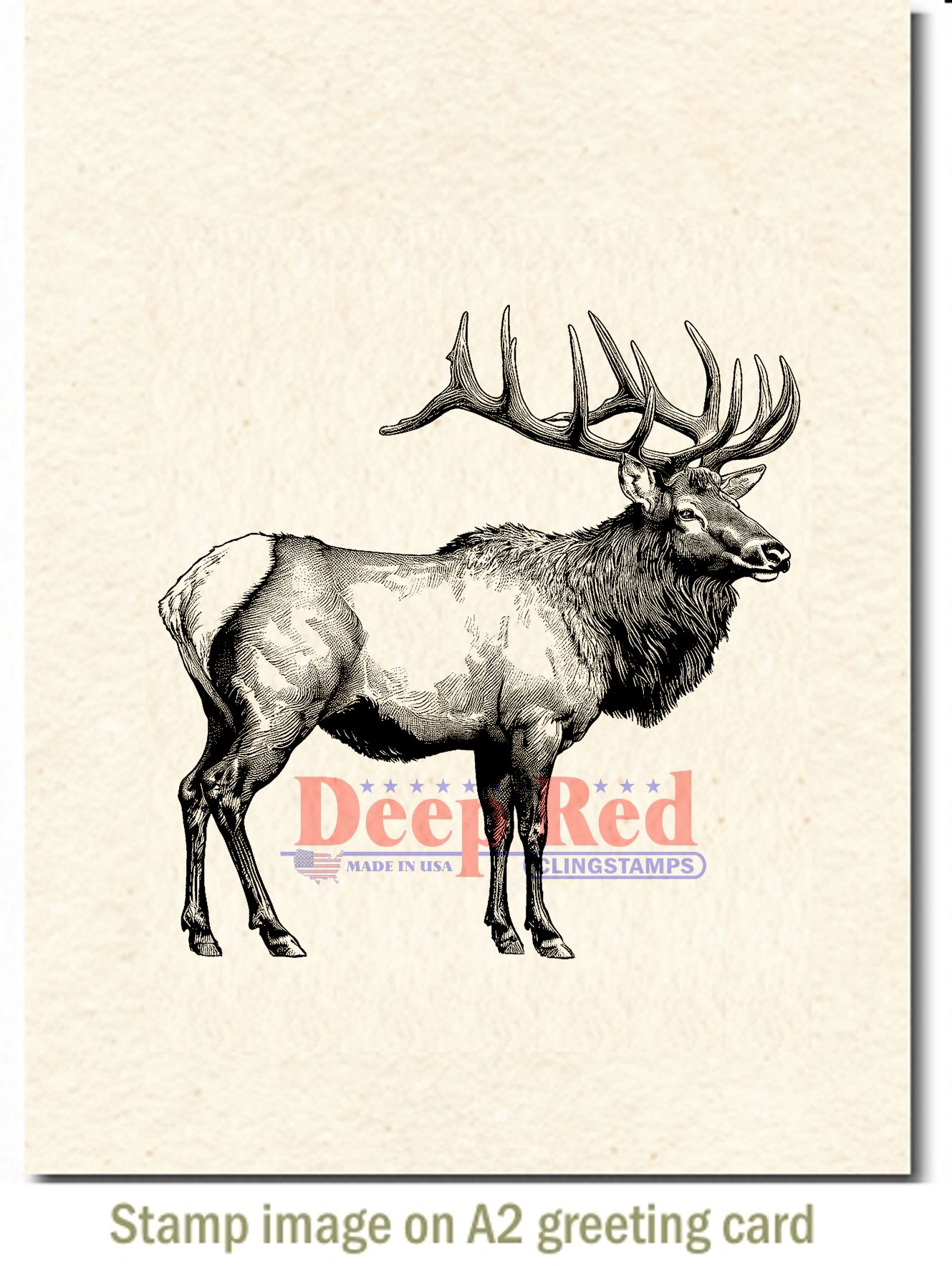 Deep Red Stamps Elk Rubber Cling Stamp