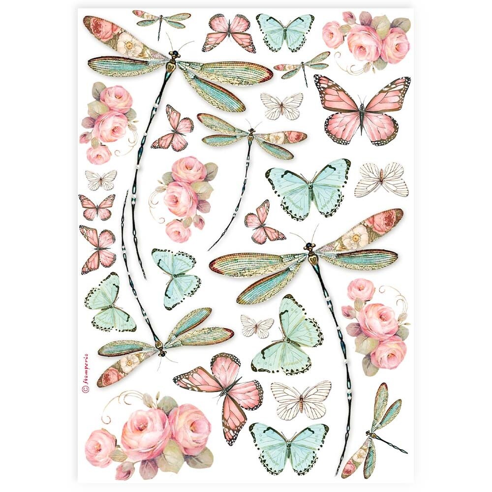 Stamperia Rice Paper Sheet A4-Dragonfly