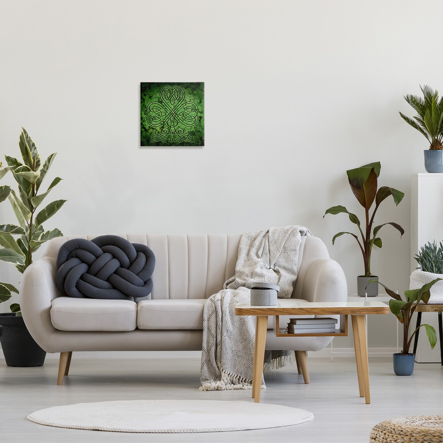 Stupell Industries Green Celtic Shamrock Knot Canvas Wall Art