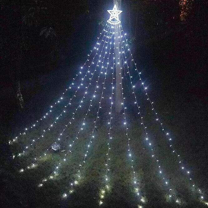 317LED Christmas Tree Waterfall String Light Outdoor Waterproof Xmas Party Decor