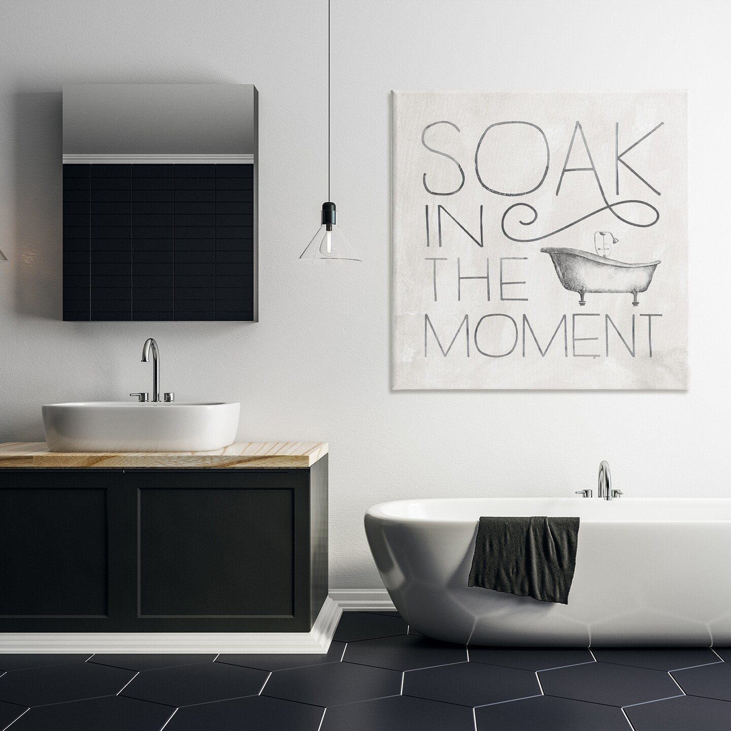 Stupell Industries Vintage Bathroom Soak Phrase Canvas Wall Art