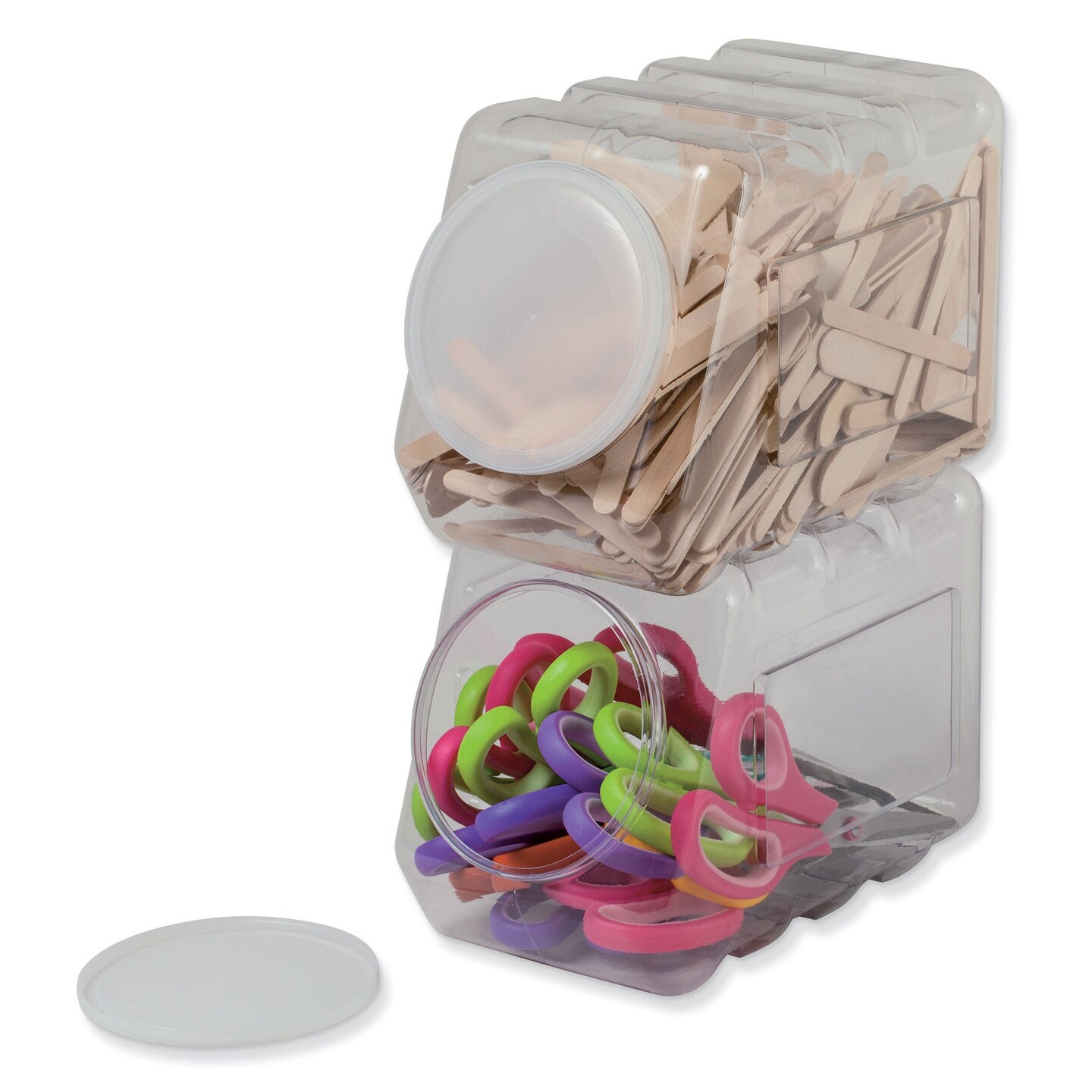 Interlocking Storage Container With Lid, Clear, 5-1/2&#x22; x 9-1/2&#x22; x 6-3/4&#x22;