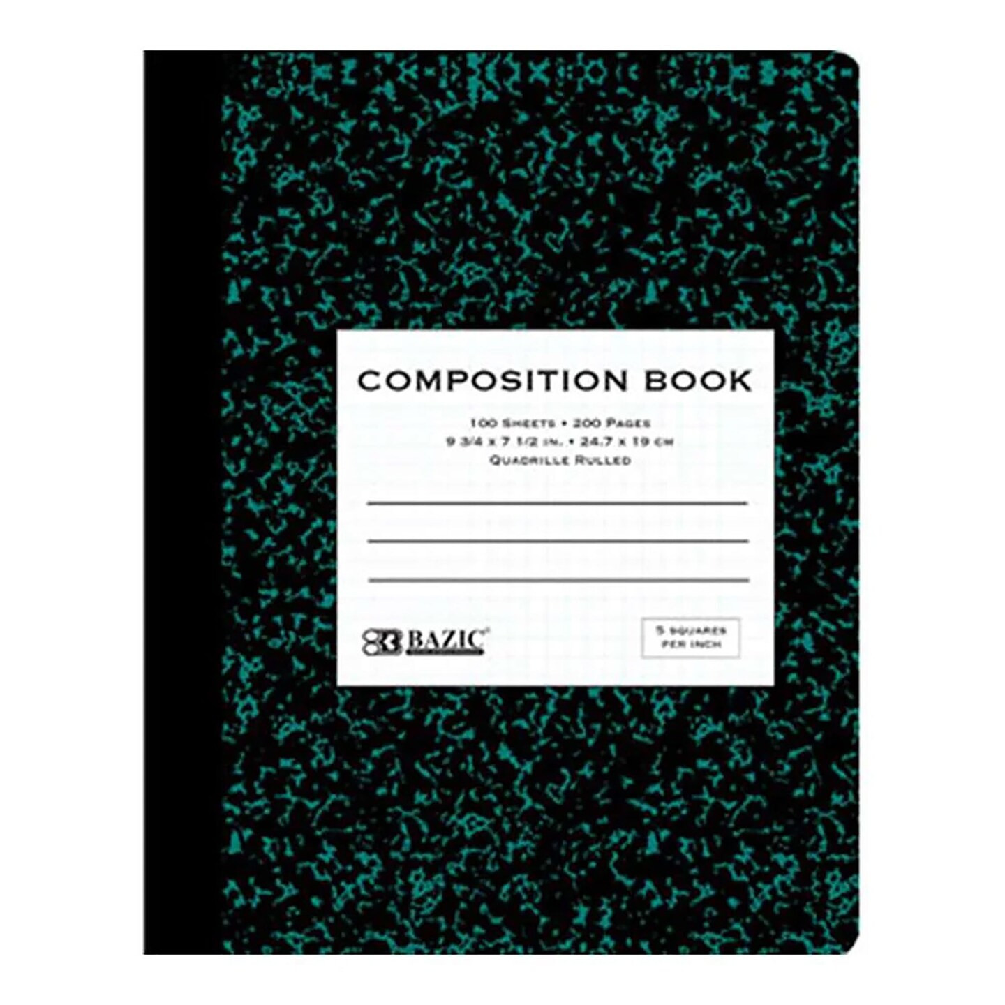 Premium Composition Book, 5-1&#x22; Quad-Ruled, Marble, 100 Sheets, Pack of 6