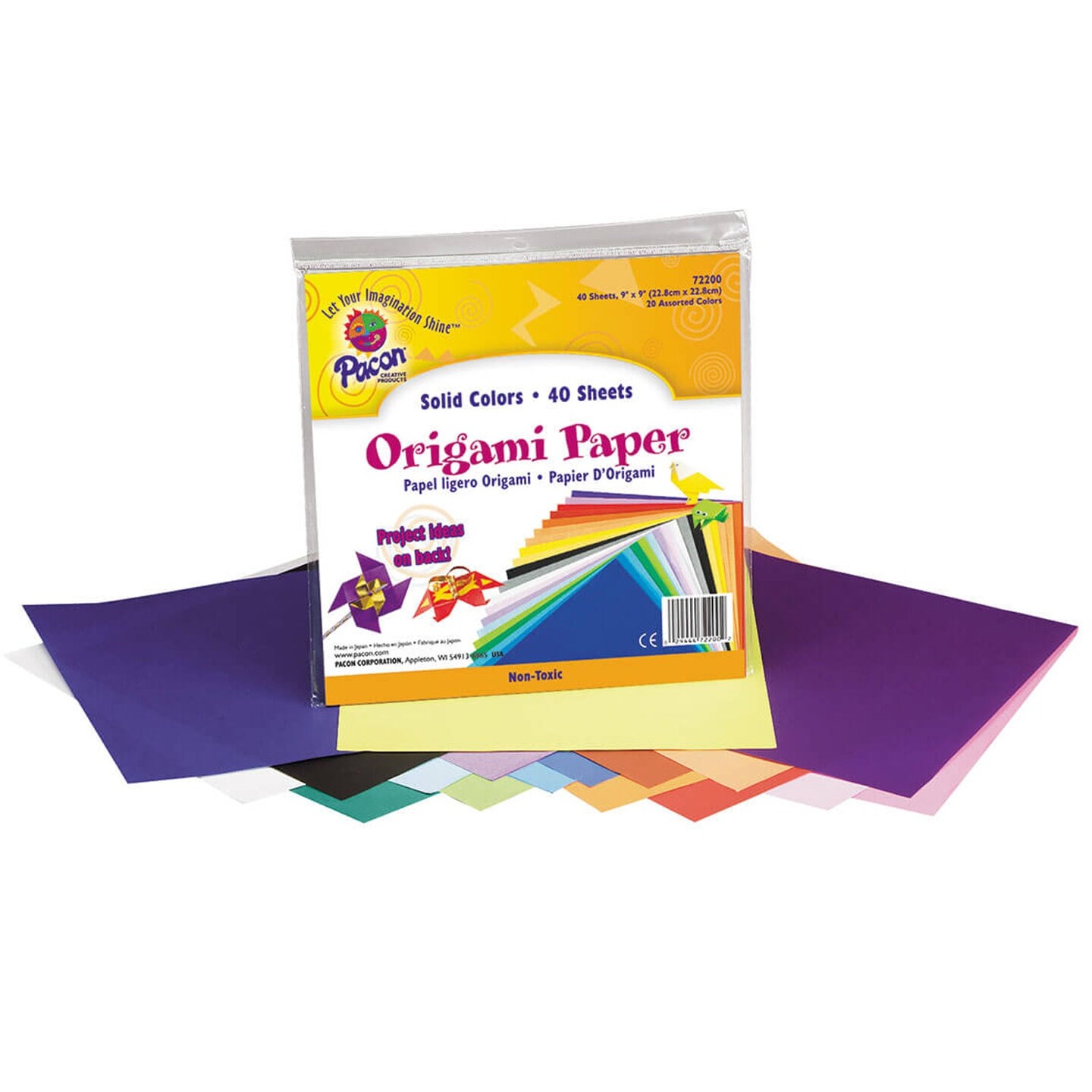 Origami Paper, Assorted Colors, 9&#x22; x 9&#x22;, 40 Sheets