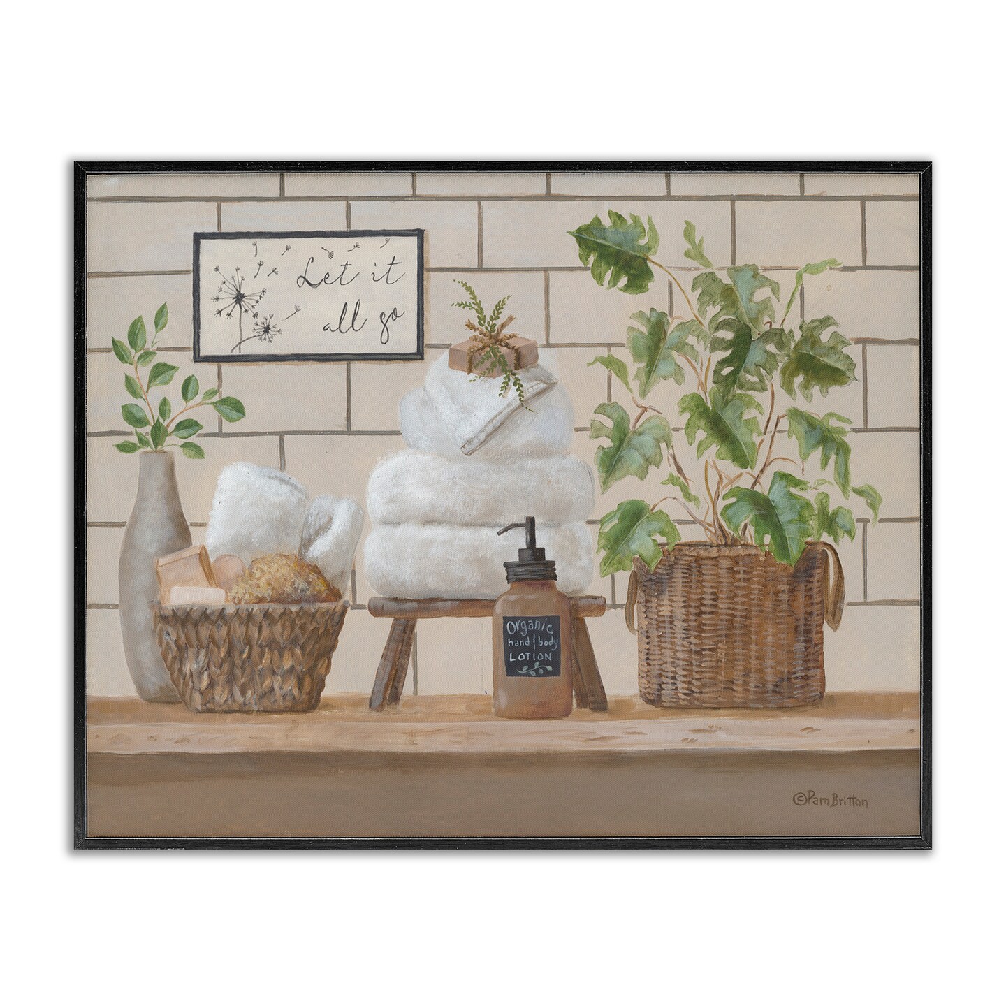 Stupell Industries Comforting Bathroom Spa Still Life Black Framed Giclee Art