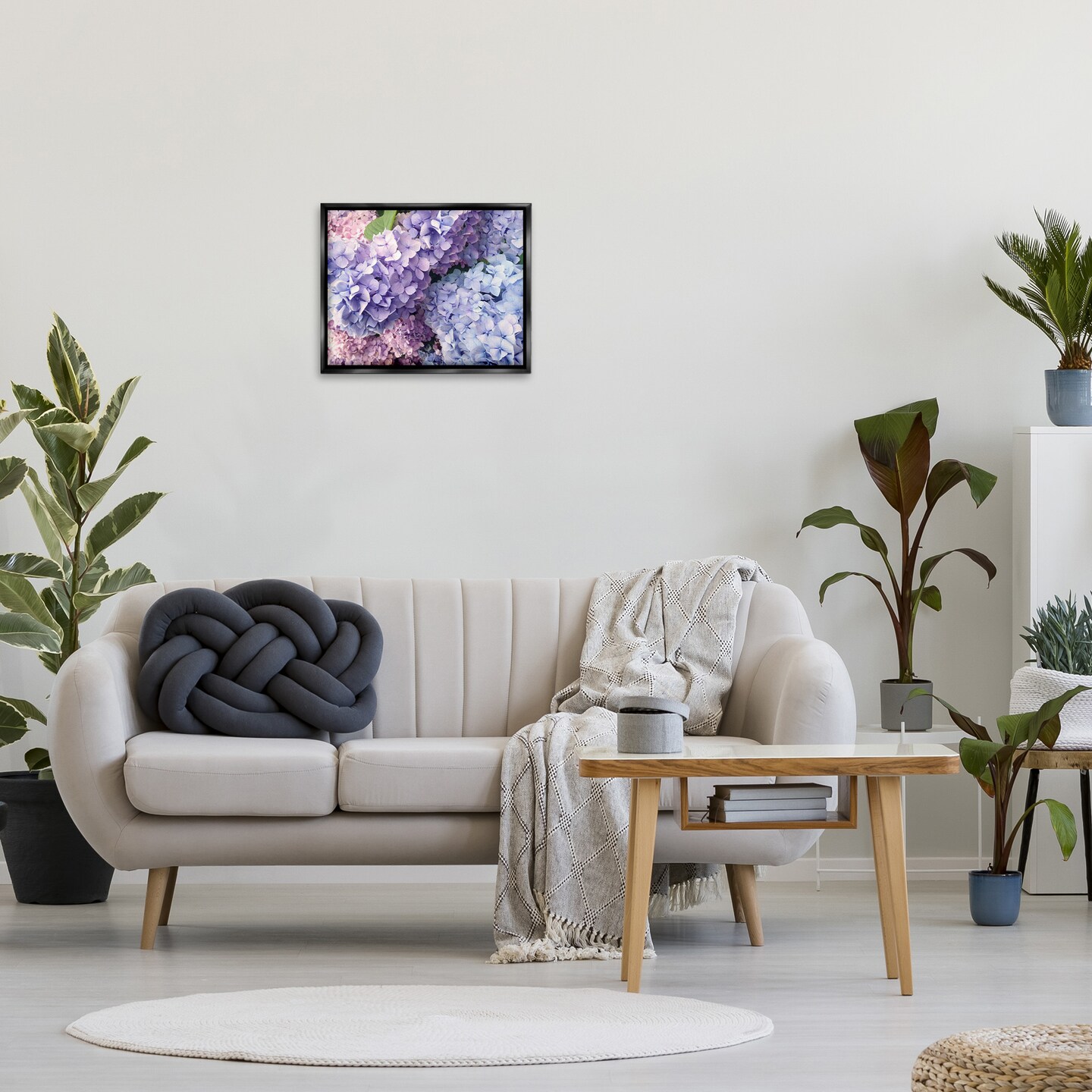 Stupell Industries Pastel Hydrangea Flower Petals Framed Floater Canvas Wall Art
