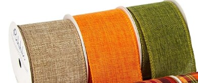 Fall Burlap Ribbon, Natural, Orange, Sage Green, and Fall Color Plaid Wired Ribbon, 2 Inch x 6 Rolls Total 30 yards of fall wired ribbon for big bows, wreaths, and outdoor decorations.