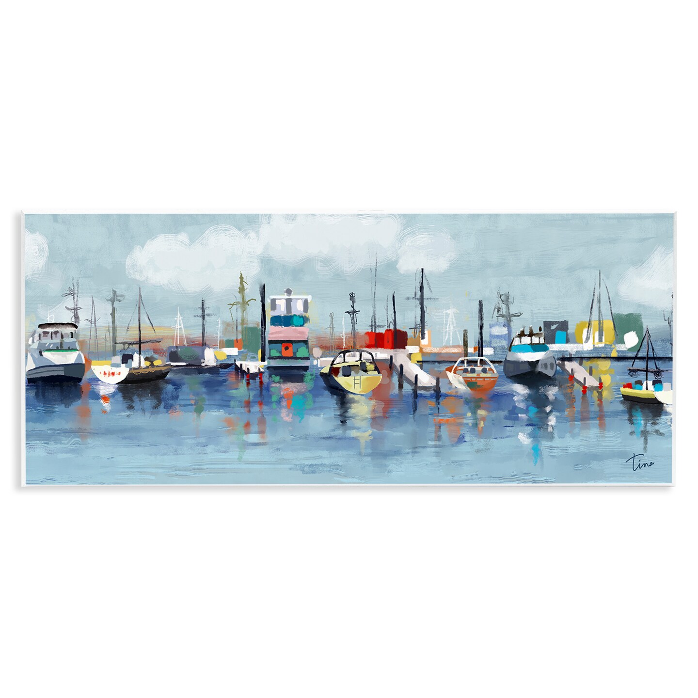 Stupell Industries Boats Docked Port Marina Wall Plaque Art
