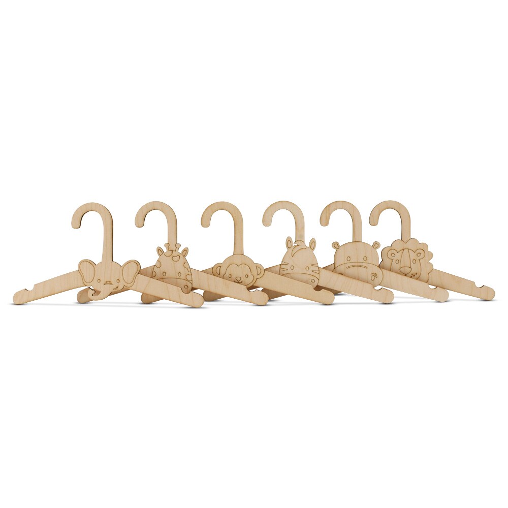 DIY Wooden Baby Hangers for Closet, Set of 6, Safari Nursery |Woodpeckers