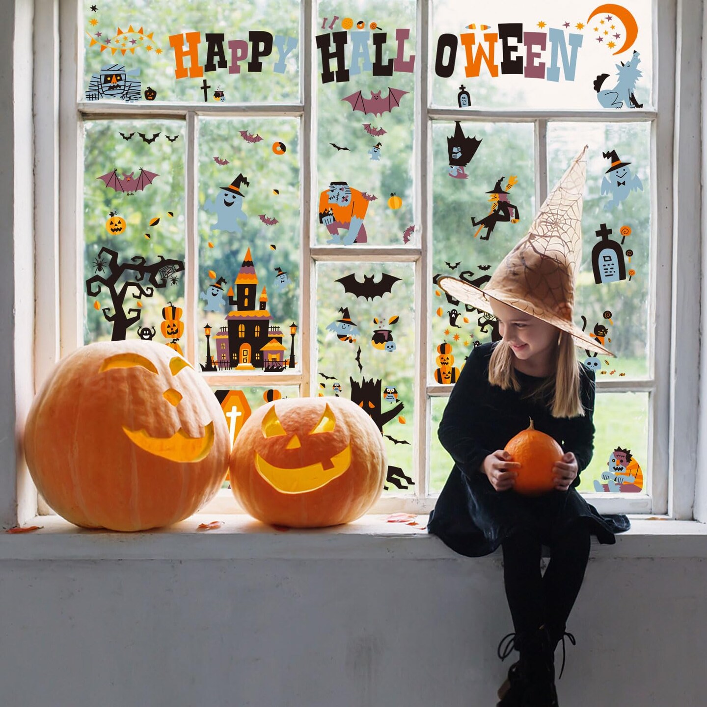 10 Sheets Halloween Window Stickers&#xFF0C; Halloween Window Clings Decals for Halloween Party Decoration Glass Windom Indoor and Outdoor Home Decor