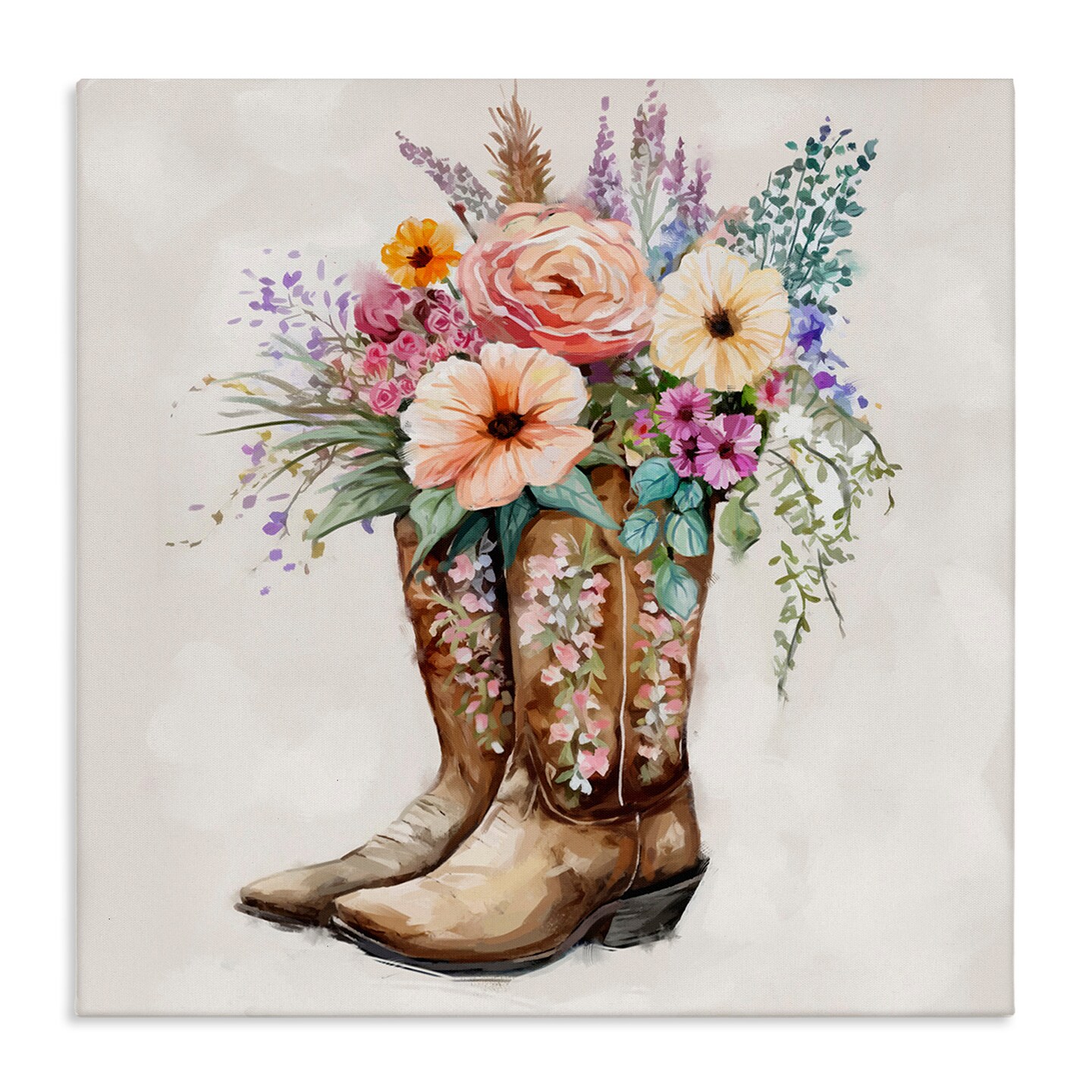 Stupell Industries Country Cowboy Boots Bouquet Canvas Wall Art