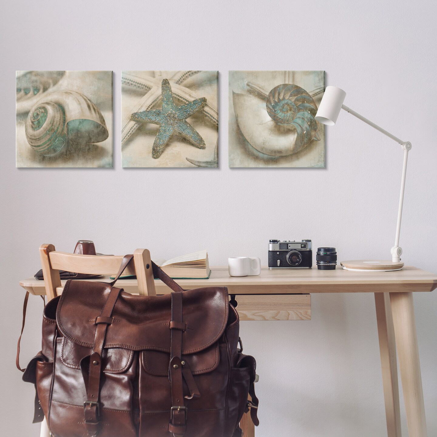 Stupell Industries Starfish & Sea Shells Distressed Canvas Wall Art