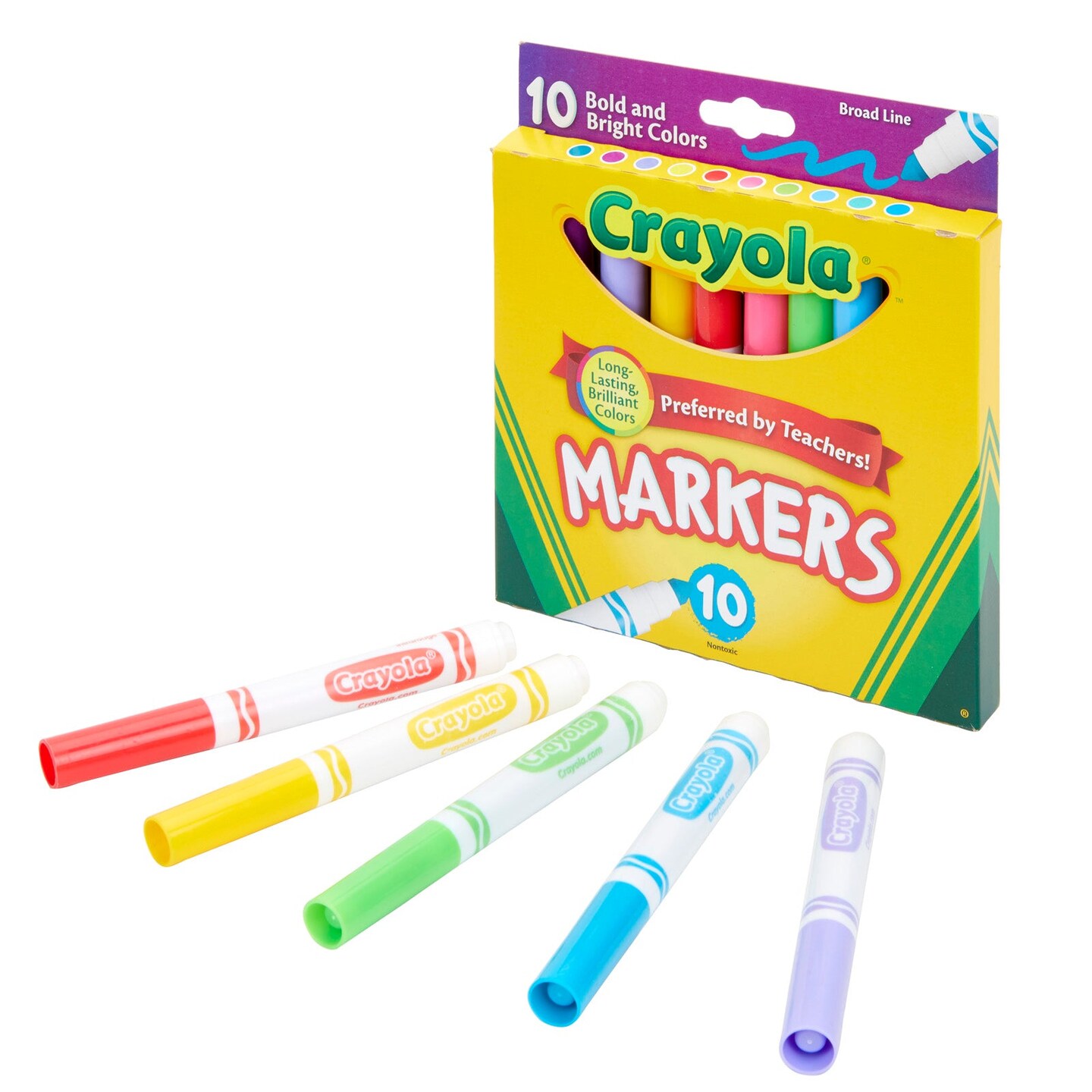 Broad Line Markers, Bold &#x26; Bright Colors, Pack of 10