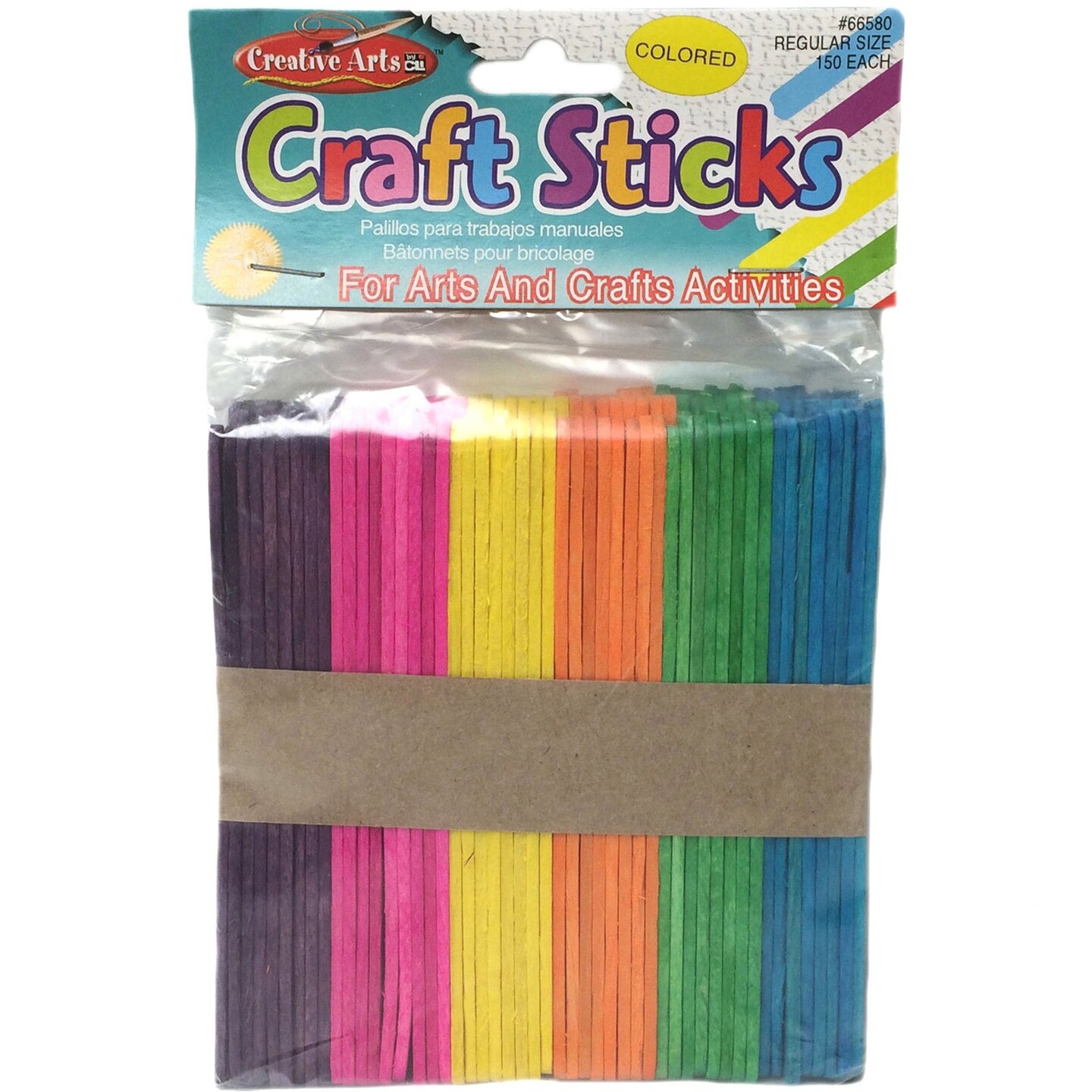 Colored Craft Sticks, Regular Size, 4-1/2&#x22; x 3/8&#x22;, Bag of 150