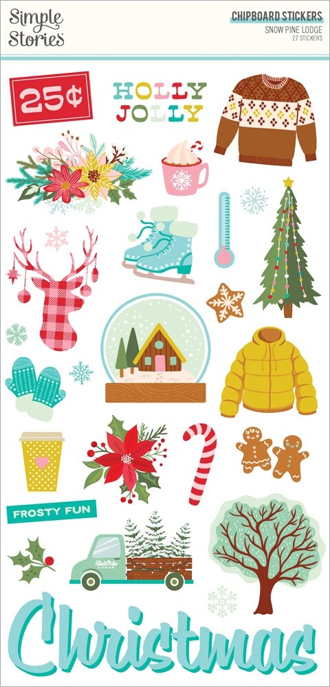 Snow Pine Lodge Chipboard Stickers-6&#x22;X12&#x22;