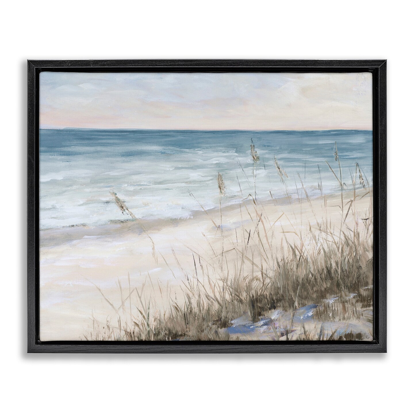 Stupell Industries Traditional Beach Coast Line Framed Floater Canvas Wall Art