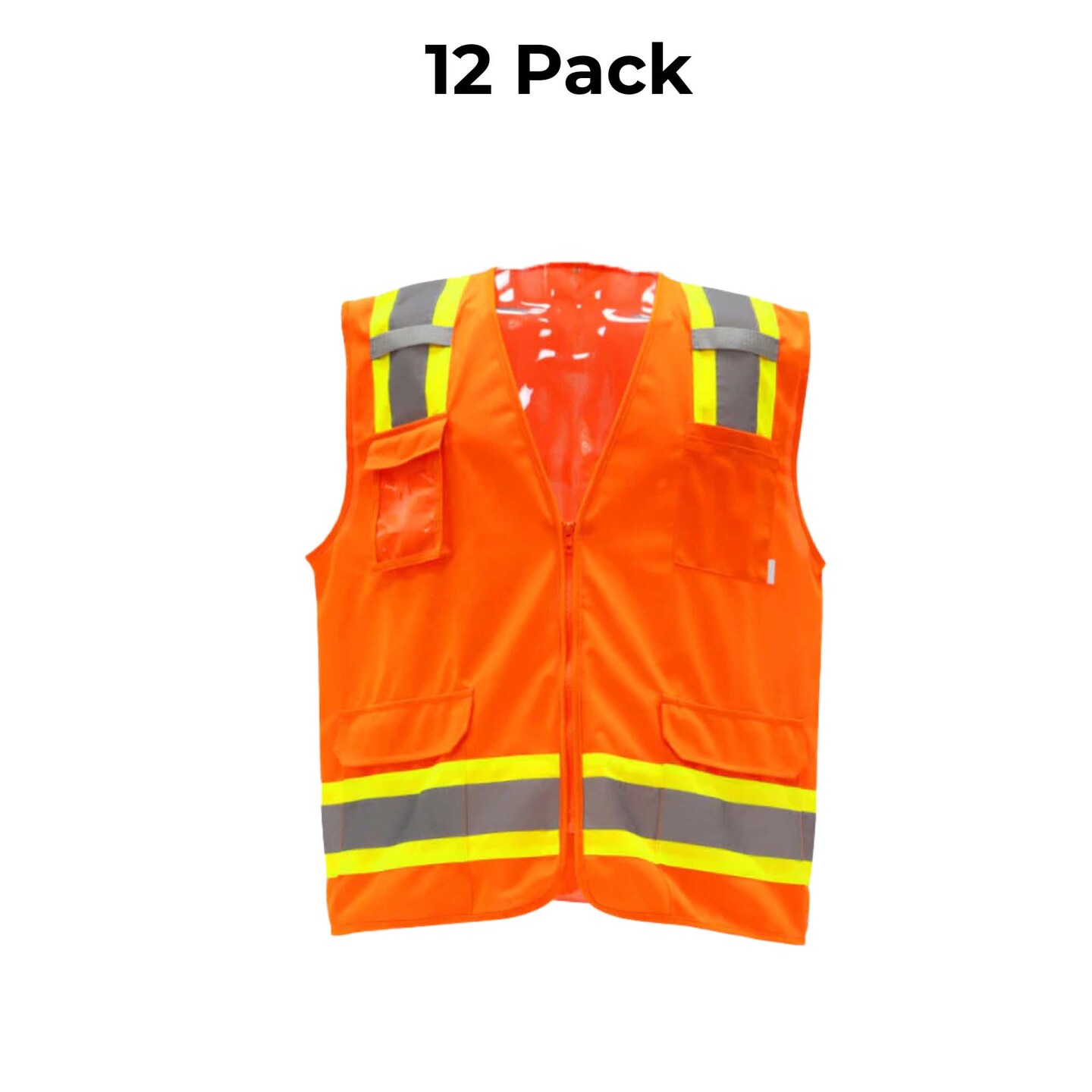 High Visibility Safety Vests Reflective Zipper Front with Pockets Work Gear