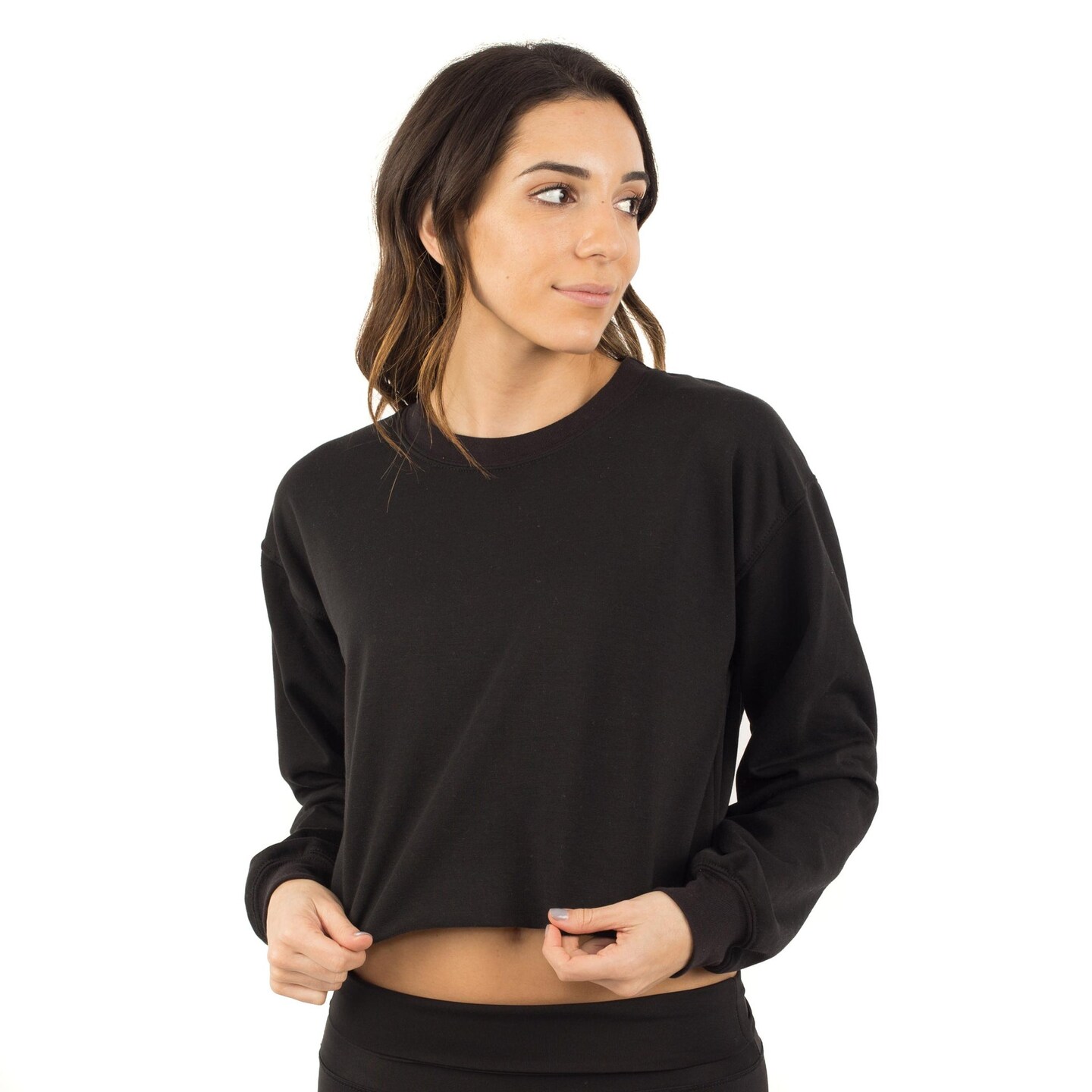 Women&#x27;s Cropped Fleece Crew Neck Sweatshirt