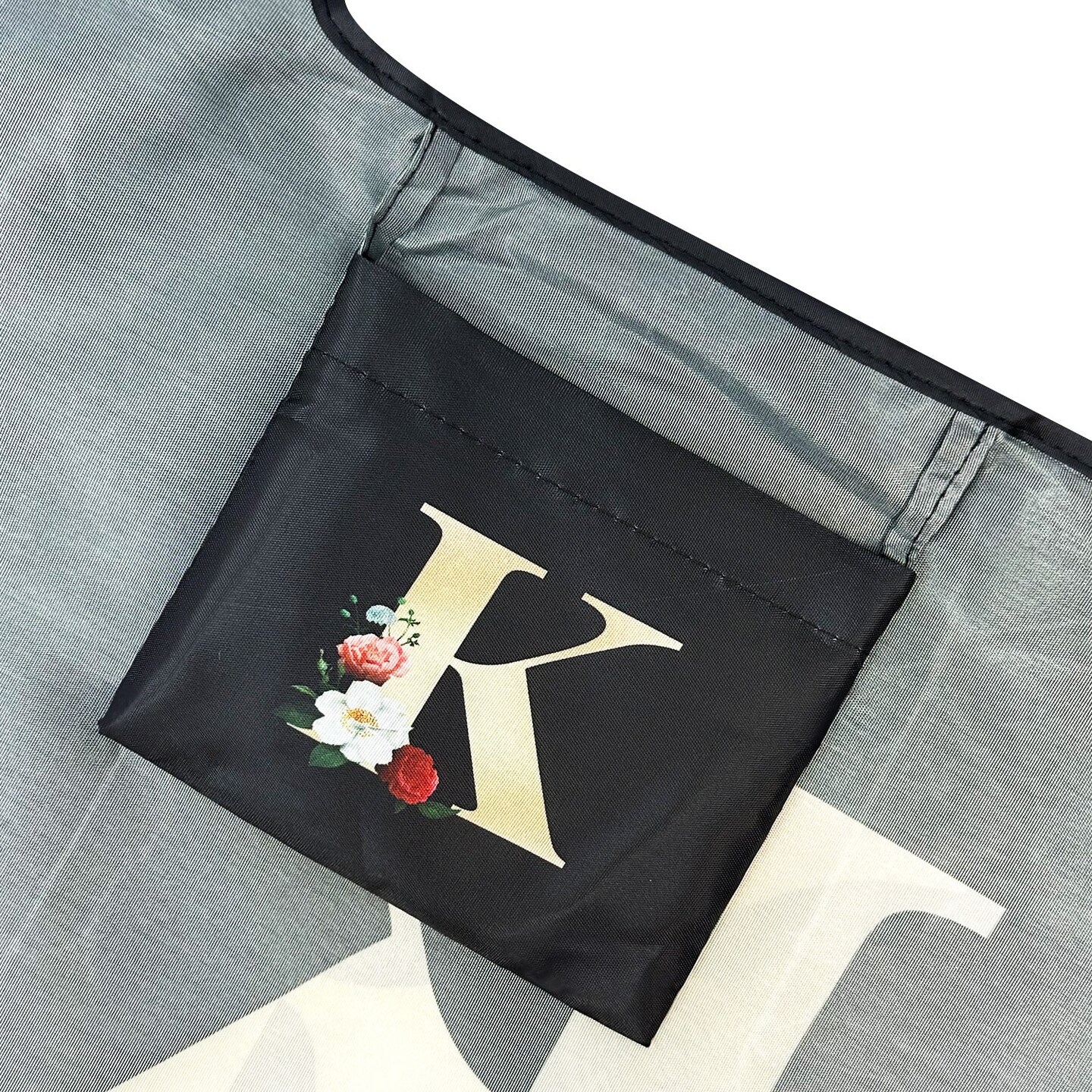Wrapables Large & Small Nylon Reusable Grocery Bags, Initial Letter Tote Gift Bag for Wedding, Set of 2, Letter K