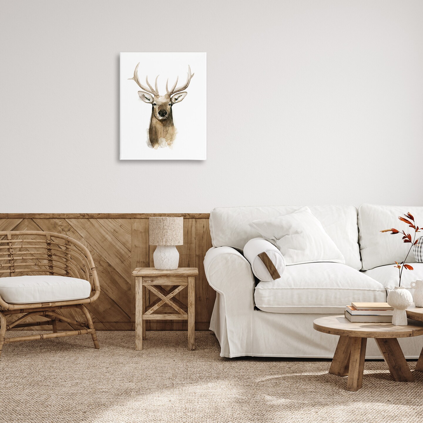 Stupell Industries Deer Portrait Watercolor Canvas Wall Art
