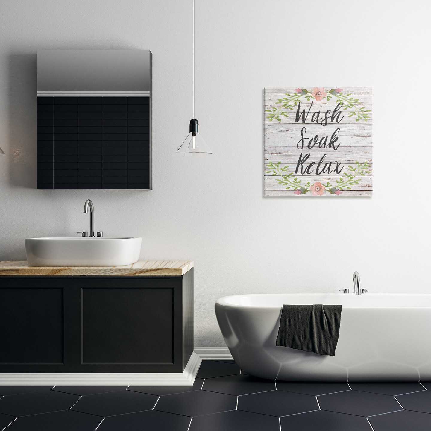 Stupell Industries Floral Wash Soak Relax Canvas Wall Art