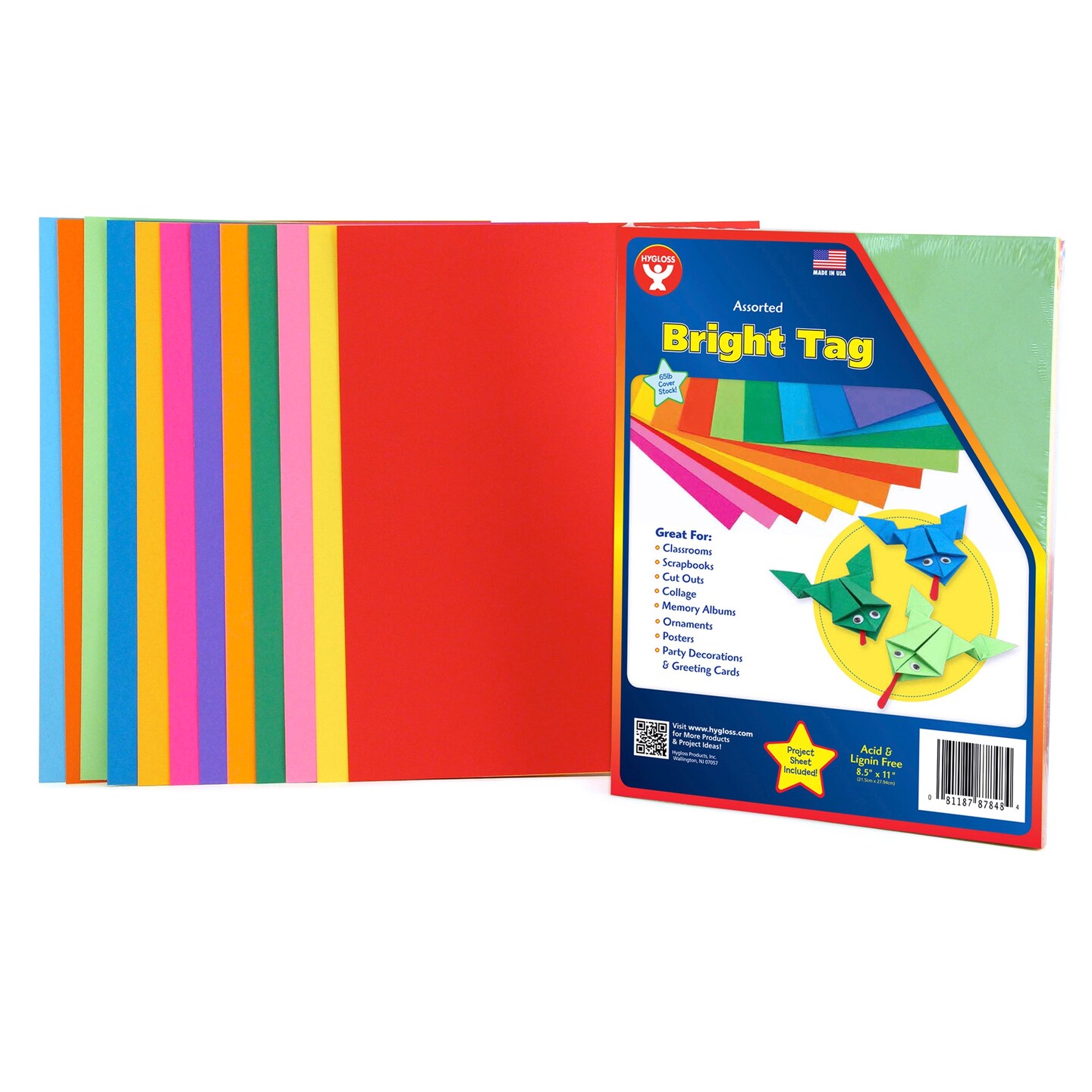 Bright Tag, 8-1/2&#x22; x 11&#x22;, 12 Assorted Colors, 48 Sheets