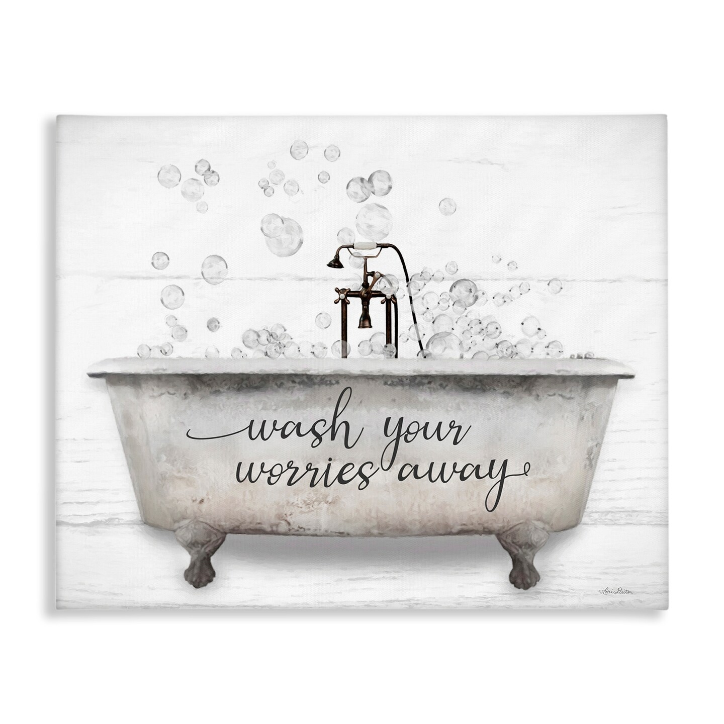 Stupell Industries Wash Your Worries Away Tub Canvas Wall Art