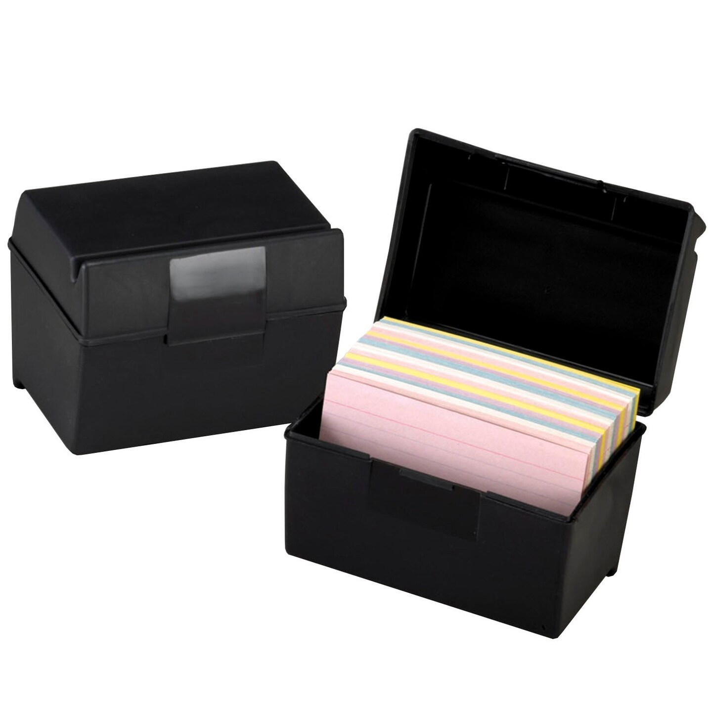 Plastic Index Box, 4&#x22; x 6&#x22;, 400 Card Capacity, Black