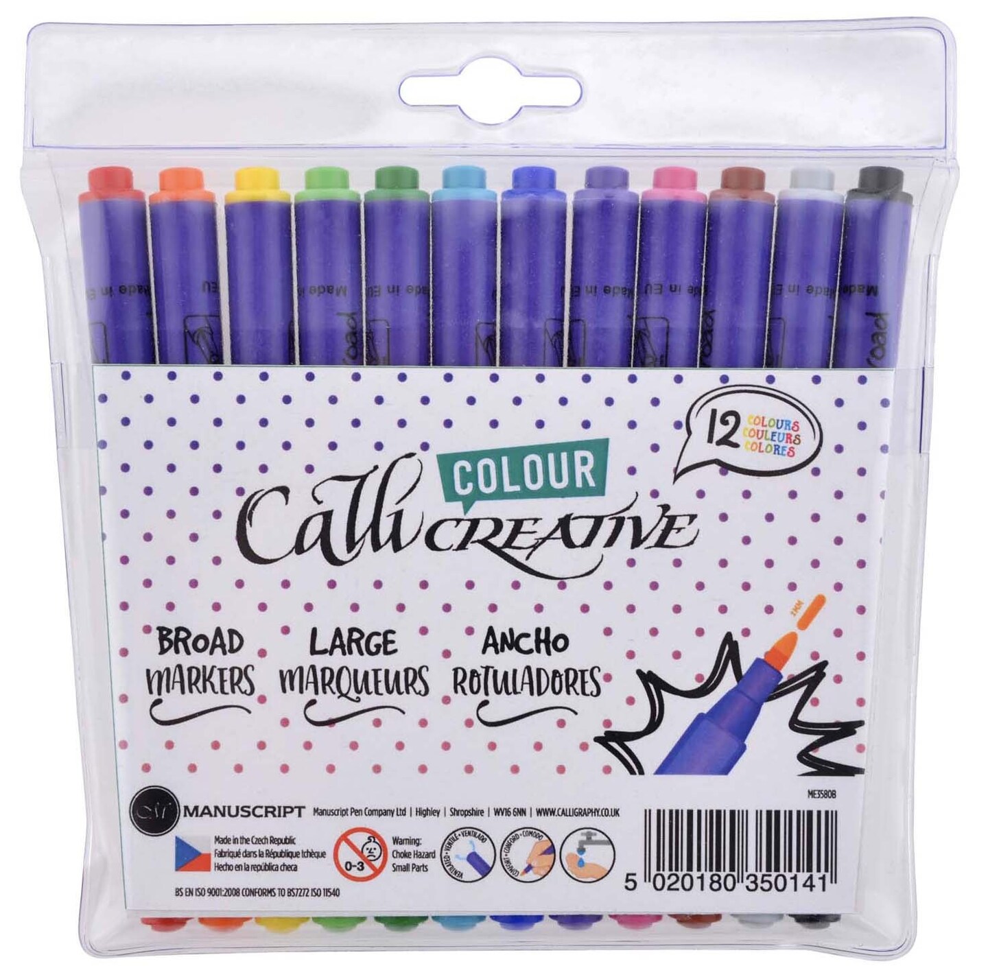Manuscript Colour Creative Markers Broad Tip 12/Pkg-Assorted Colors
