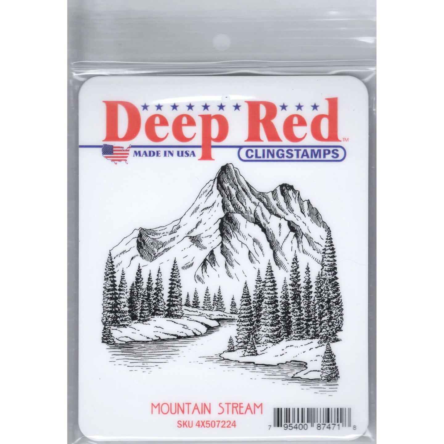 Deep Red Stamps Mountain Stream Rubber Cling Stamp