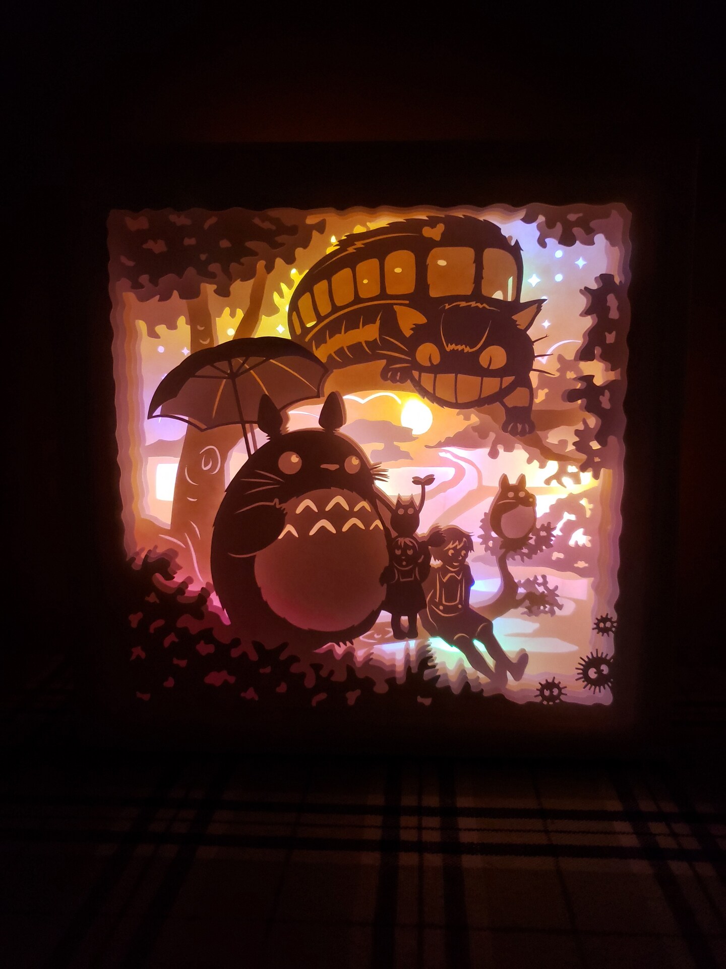 Totoro Lights included! 8.5x8.5 shadow box (finished physical product) product 6