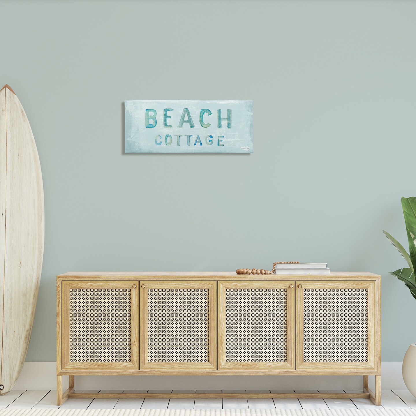 Stupell Industries Rustic Beach Cottage Watercolor Canvas Wall Art