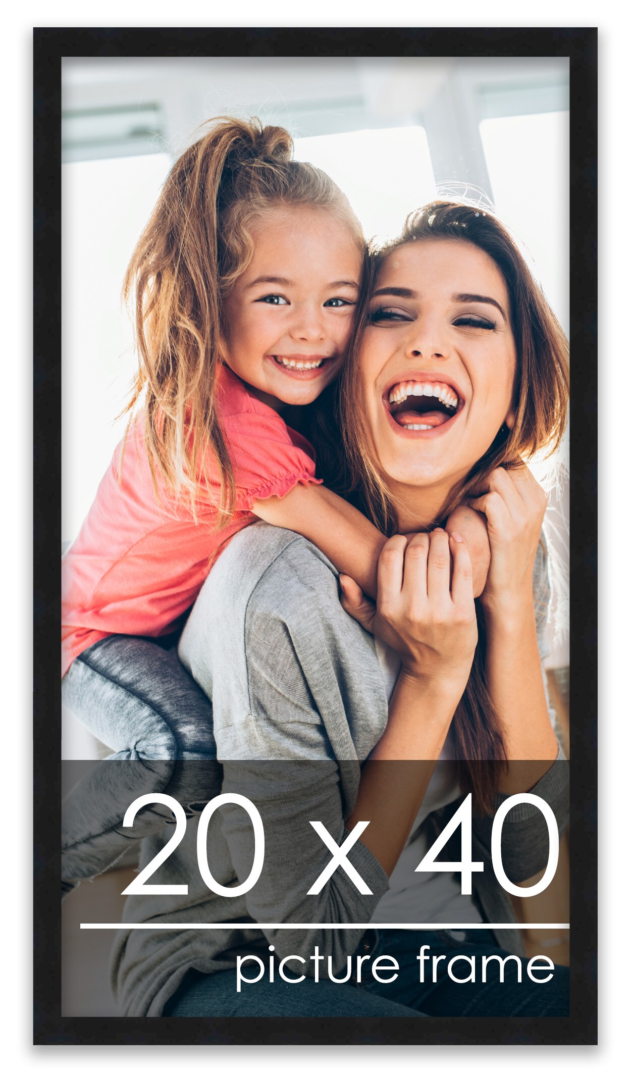 20x40 Solid Wood Picture Frame with UV-Resistant Acrylic &#x26; Acid-Free Backing, Available in 6 Finishes: Matte Black, Matte White, Metallic Bronze, Silver, Natural Wood Grain &#x26; Mahogany