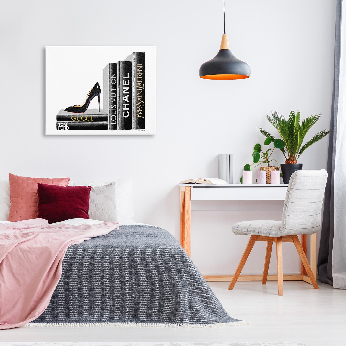 Stupell Industries Black Book Shelf with Stilettos Canvas Wall Art