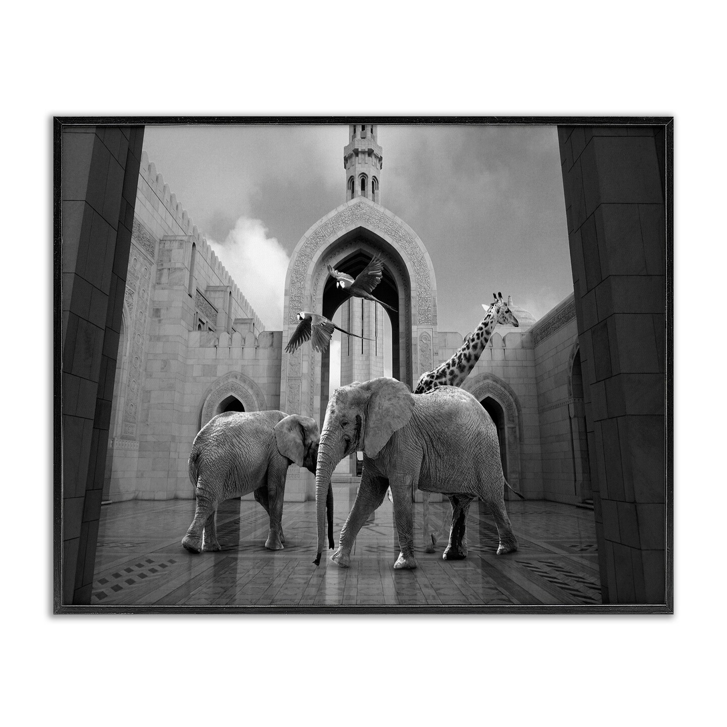 Stupell Industries Animals In Arabesque Architecture Framed Giclee Art