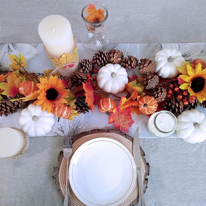 8 Pieces Realistic 4" Fall Harvest Small Off White Mini Artificial Pumpkins for Halloween, Fall, and Thanksgiving Decoration
