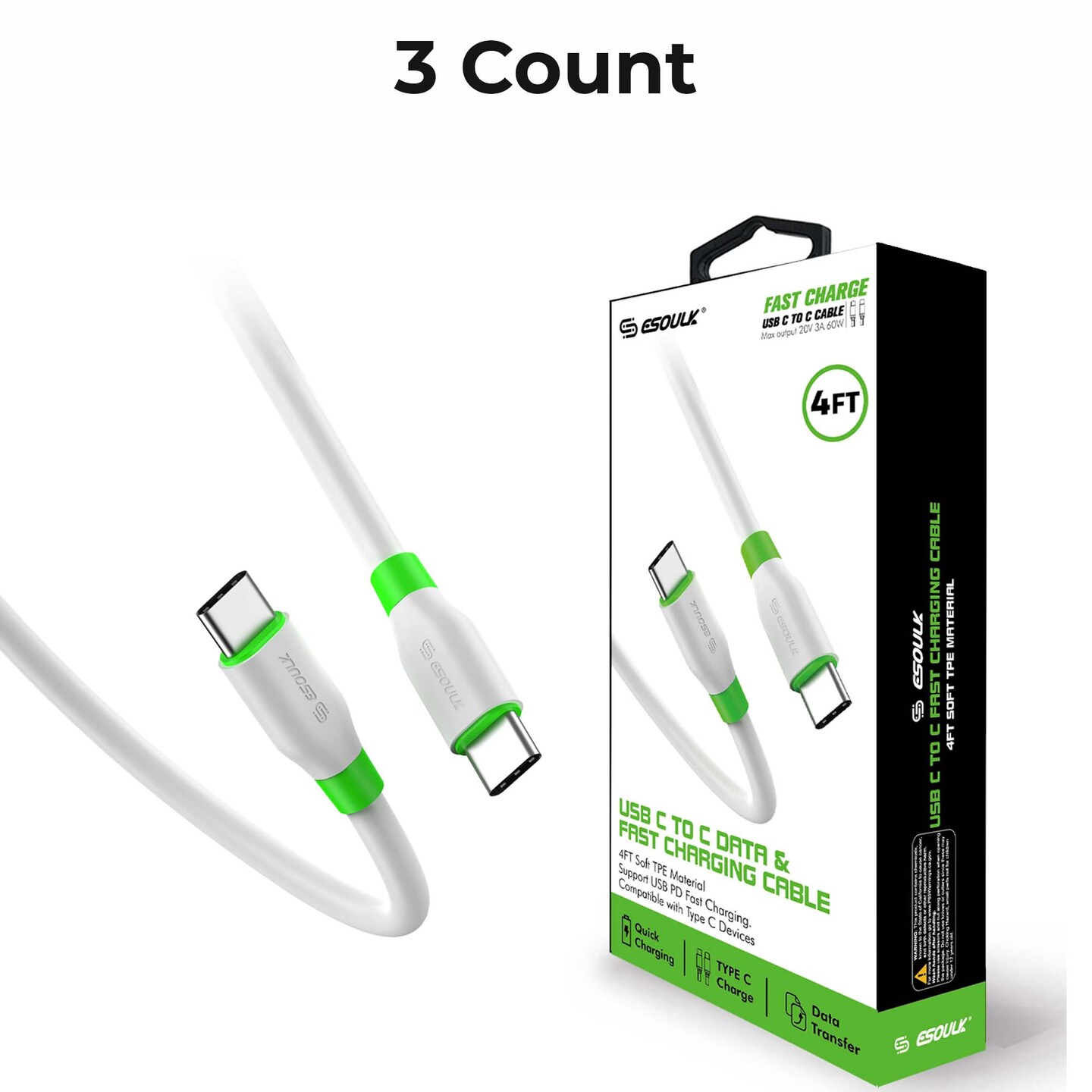 Esoulk C to C Cable 4FT 12/48