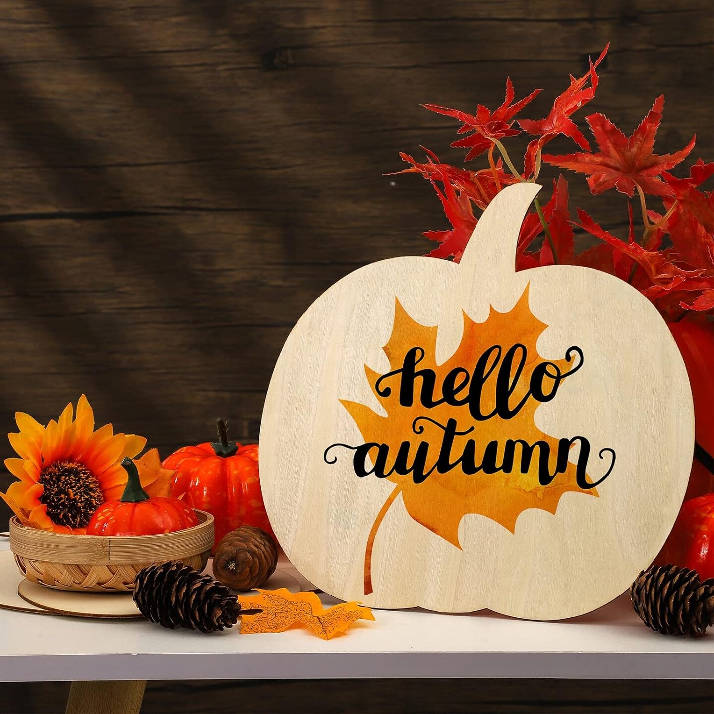 Unfinished Wooden Pumpkin Cutout in Various Styles Fall Thanksgiving Blank Pumpkin Shape Wood Craft Cutout for Handmade Halloween Harvest Party Supplies with Thanksgiving Fall Decor (6 Pieces)