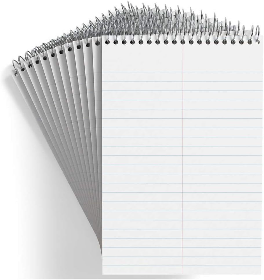 Steno Pads Spiral 6X9, Spiral Note Pad, Gregg Ruled, White, 80 Sheets/Pad, (12) (12)